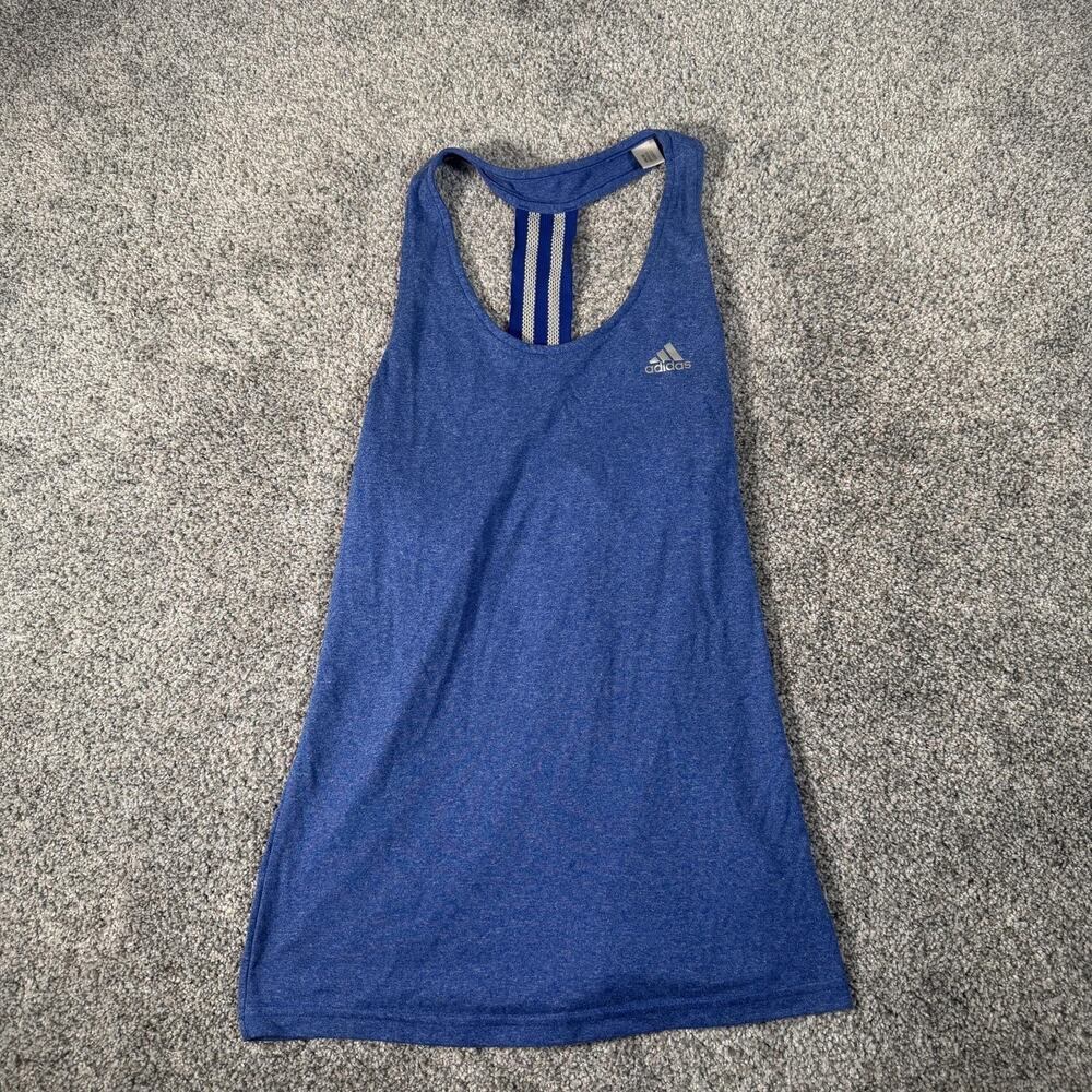 Adidas Tank Top Womens Small Blue Climalite Racerback Athletic Gym Run Sporty